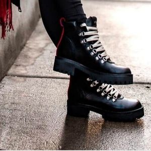 Steve Madden BAM BLACK LEATHER hiking boots sz 8